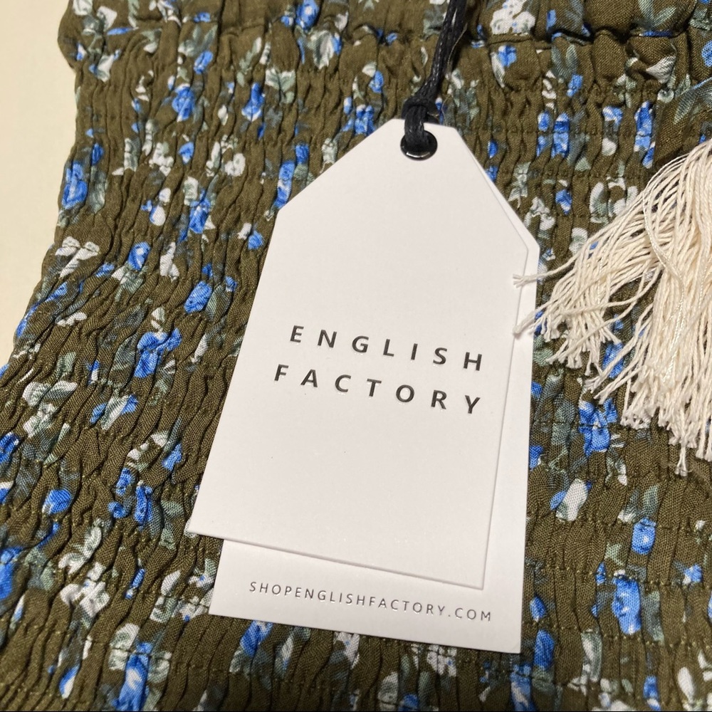English Factory Smocked Cottagecore Shirt Top M New Ruching Skirt - Picture 2 of 10